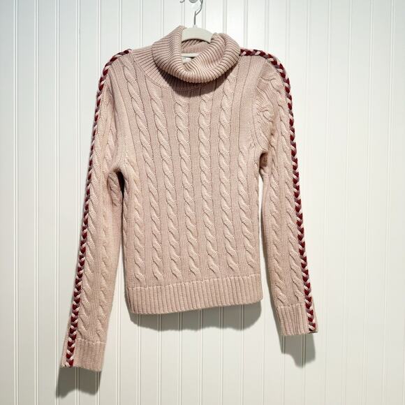 Derek Lam Sweaters - Derek Lam Pippa Lace Up Turtlneck Sweater Pink Cableknit Size Medium